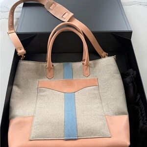 Beige and Blue Tote Bag